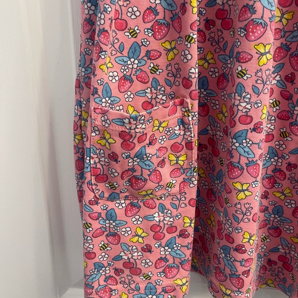 JoJo Maman Bebe Pink Dress with Floral Print and White Collar - Picture 2 of 4